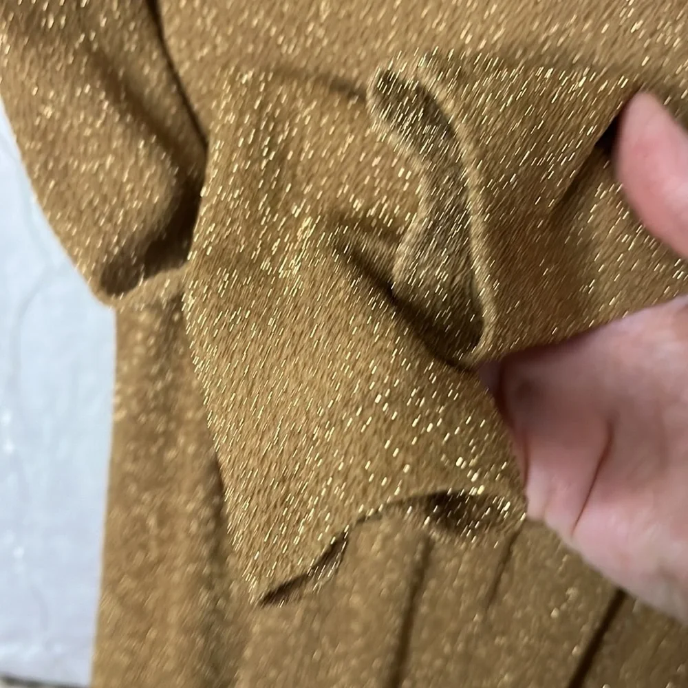 Free People Day & Night Gold Metallic Long Sleeve Babydoll Mini Dress Women’s S - Picture 11 of 12